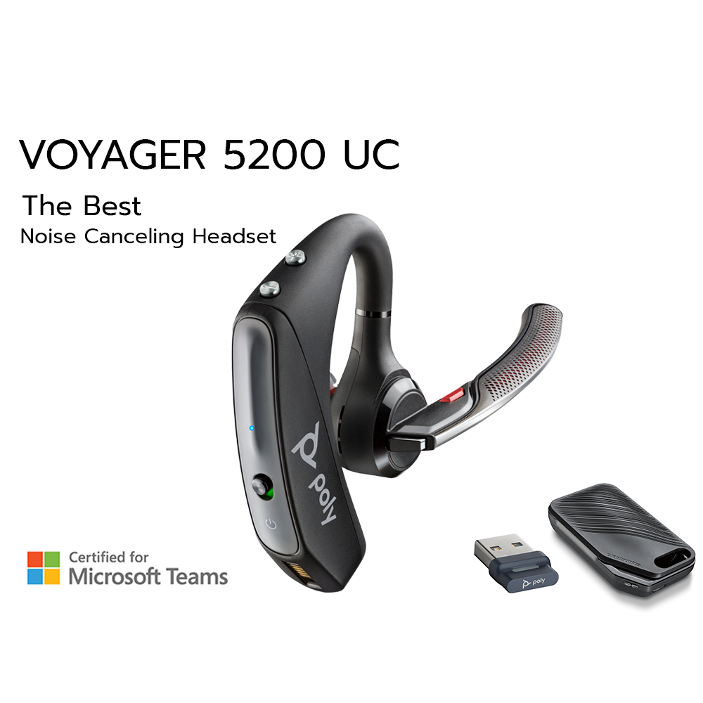 POLY VOYAGER 5200 UC BLUETOOTH HEADSET WITH DONGLE BT700, USB-A